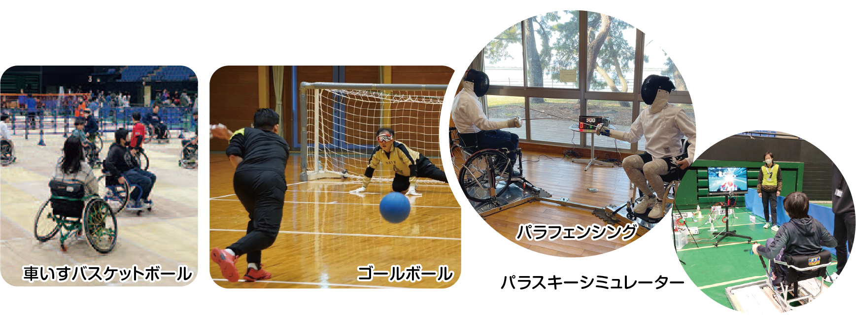 車いすバスケットボール、ゴールボール、パラフェンシング、パラスキーシミュレーター
